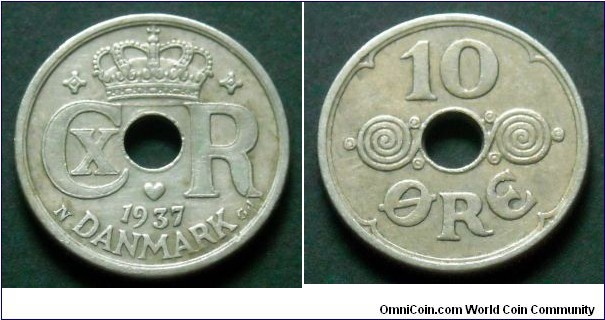 Denmark 10 ore.
1937