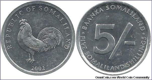 Somaliland 5 Shillings 2002-Cock