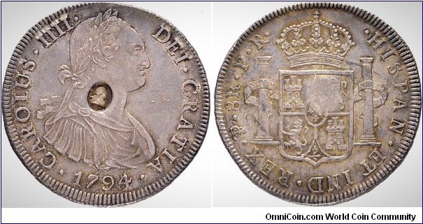George III Bank Dollar minted on a Spanish 8 reales Bolivia, Potosi mint