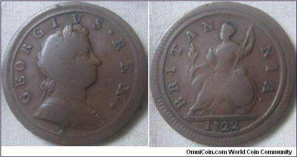 fair grade 1722 halfpenny