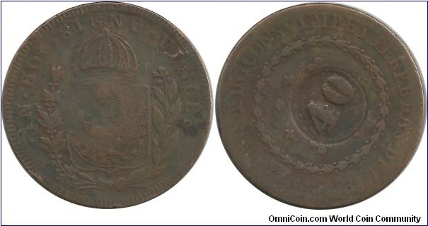 Brasil-Kingdom (40 Reis Countermark) on 80 Reis 1826B