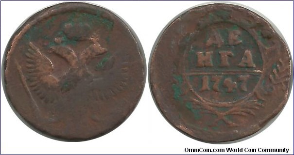 RussianEmpire Denga(½ Kopek) 1747 - Tsarina Elizaveta