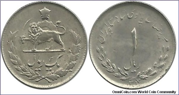 IranKingdom 1 Rial SH(13)34(1955) M RezaShah