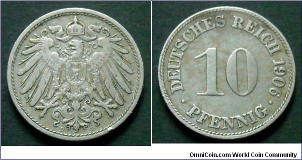 German Empire 10 pfennig. 1906 (D)