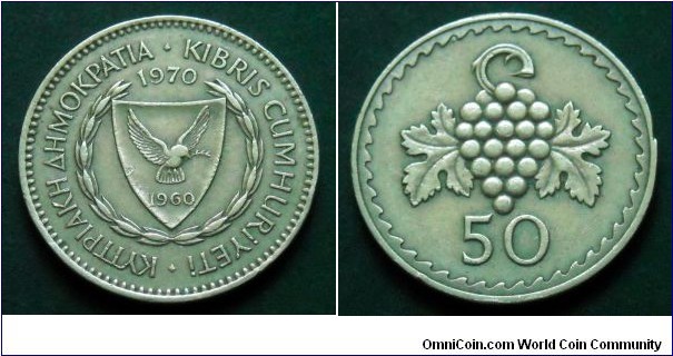 Cyprus 50 mils.
1970