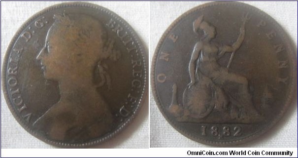 1882 H penny, 12+M R10