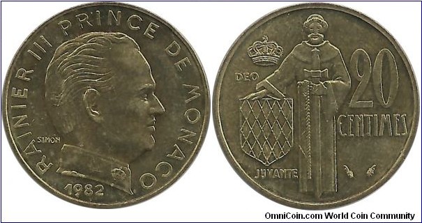Monaco 20 Centimes 1982