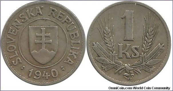 Slovakia 1 Slovakian Korun 1940