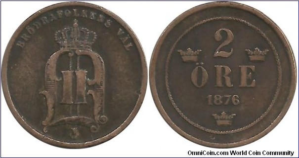 Sweden 2 Öre 1876