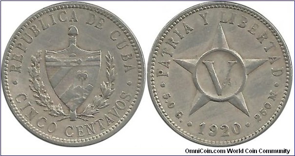 Cuba 5 Centavos 1920