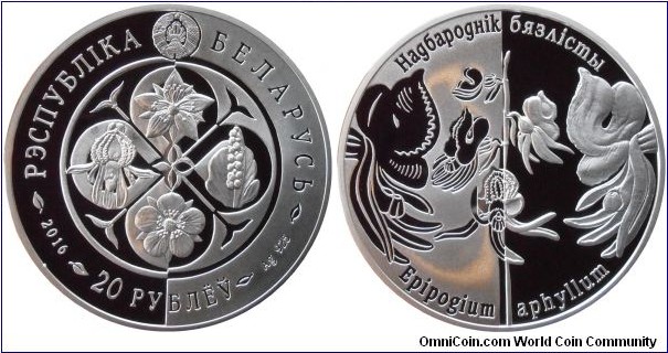 20 Rubles - Ghost Orchid - 33.63 g 0.925 silver Proof - mintage 750 pcs only !