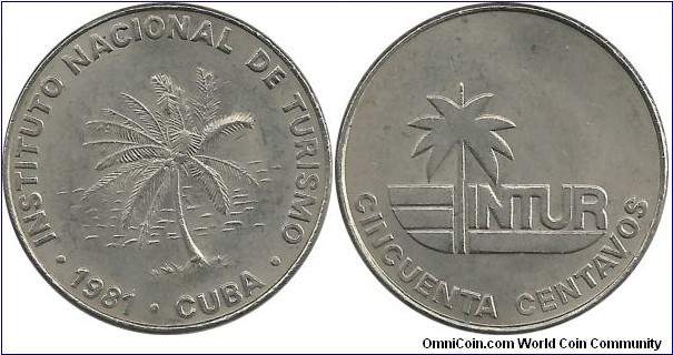 Cuba-INTUR 50 Centavos 1981 (variation-2)
