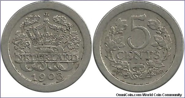Nederland 5 Cents 1908