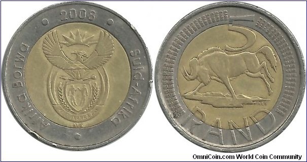 SouthAfrica 5 Rand 2008 (Sotho-Afrikaan)