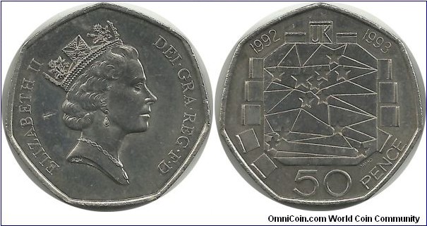 U.Kingdom 50 Pence 1992 - United Kingdom's Presidency of EU