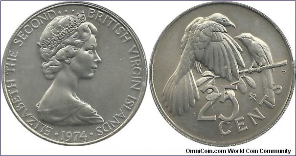 BritishVirginIslands 25 Cents 1974