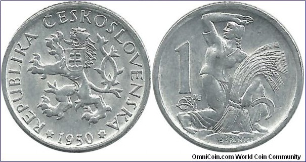 Ceskoslovenska 1 C Koruna 1950