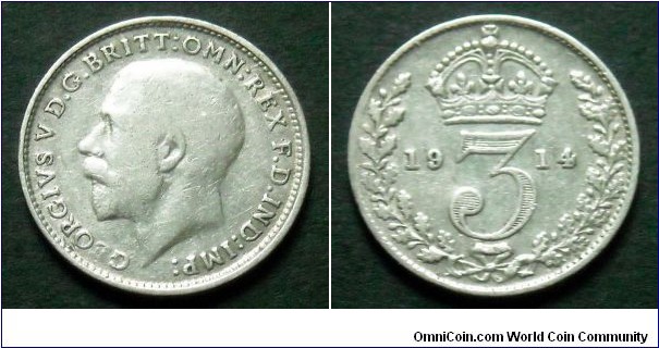 3 pence.
1914, Ag 925.