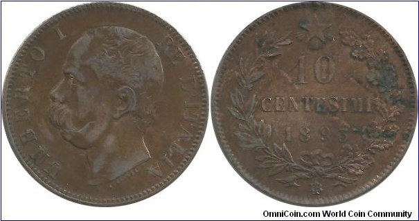 Italy-Kingdom 10 Centesimi 1893BI