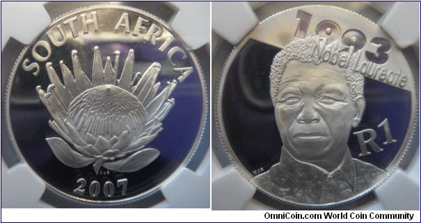 1 Rand - Nelson Mandela - Nobel Laureate - NGC PF70 UC