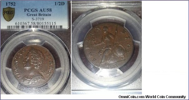 1/2D PCGS AU58