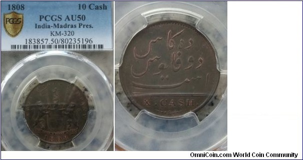 10 Cash. PCGS AU50