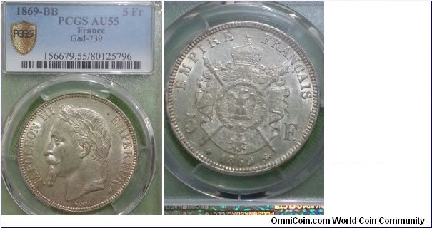 5 Franc PCGS AU55
Grad 739