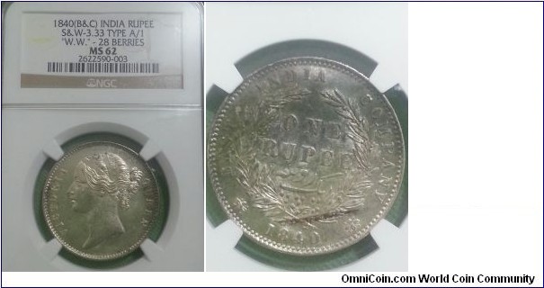 Rupee NGC MS62
W.W. 28 Berries