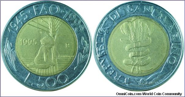 San Marino500Lire-FAO-km330-1995