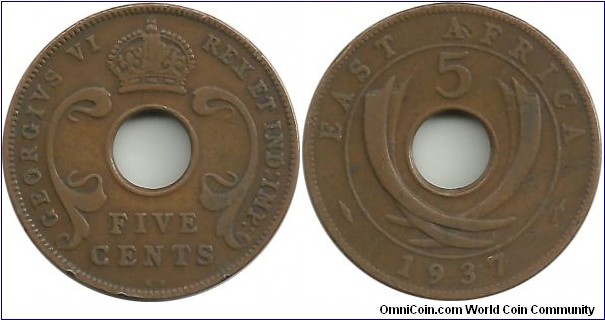 BEastAfrica 5 Cents 1937KN