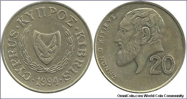 Cyprus-Republic 20 Cents 1994