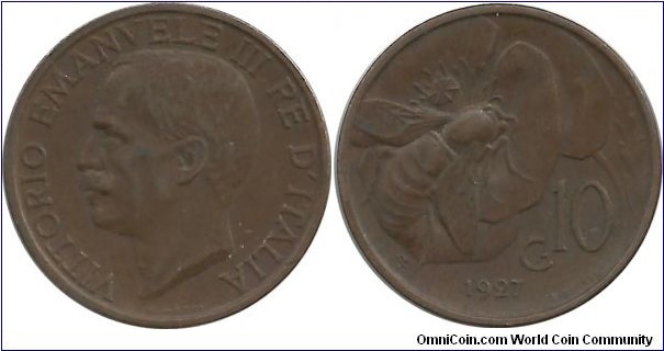 Italy-Kingdom 10 Centesimi 1927R