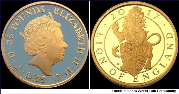 2017 Queens Beast 1/4oz gold proof £25 Now graded as PF69