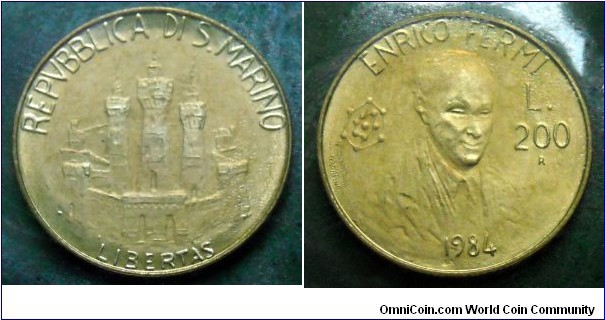 San Marino 200 lire.
1984, Enrico Fermi.