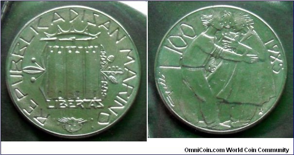 San Marino 100 lire.
1985