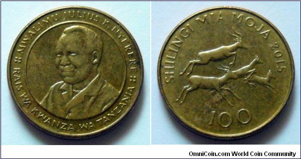 Tanzania 100 shillings.
2015