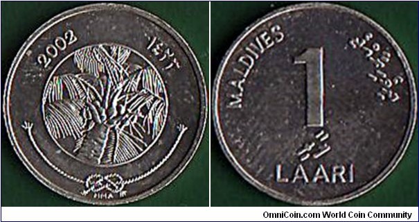 Maldive Islands AH1423 (2002) 1 Laari.