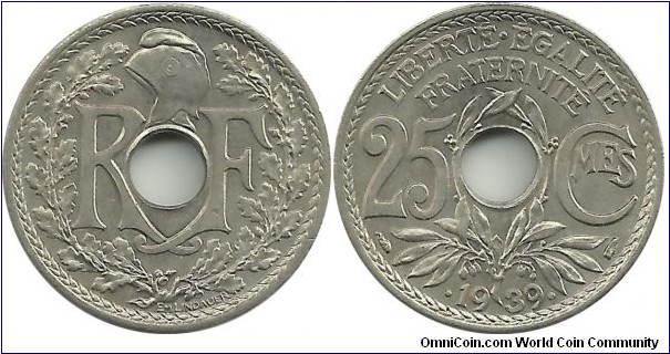 France 25 Centimes .1939.