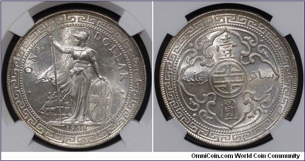 British Trade Dollar 1908B MS63 Bombay Mint. Mintage 6,870,741