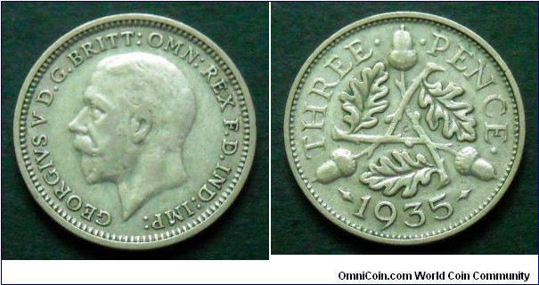 3 pence. 1935, Ag 500.