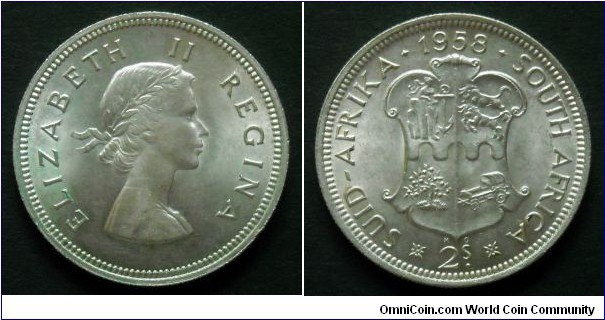South Africa 2 shillings. 1958,
Ag 500.
