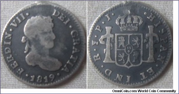 1819 1/2 Real, minted in Bolivia