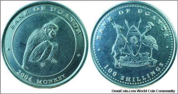 Uganda100Shillings-MonkeySetType1-km130-2004