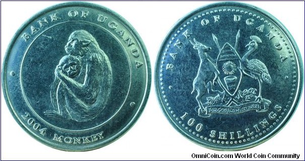 Uganda100Shillings-MonkeySetType3-km132-2004