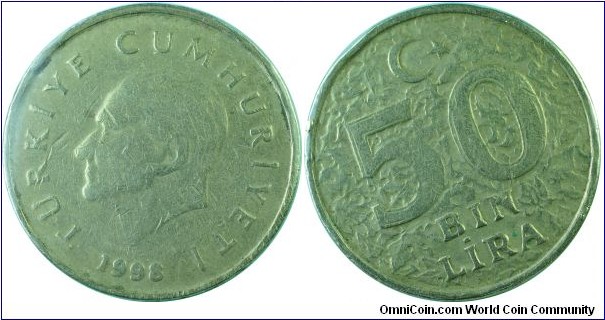 Turkey50BinLira-km1056-1998