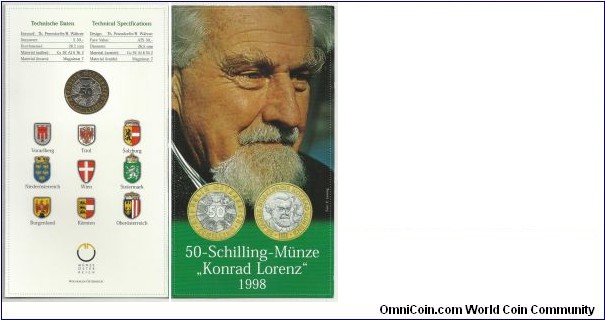 Austria 50 Schilling 1998-25th Year of Nobel Prize