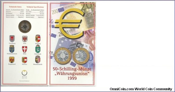Austria 50 Schilling 1999-European Monetary Union