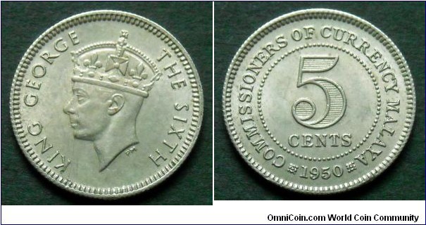 British Malaya 5 cents.
1950