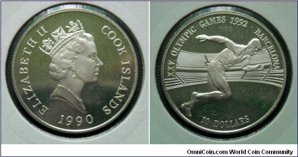 Cook Islands 10 dollars. 1990, XXV Olympic Games - Barcelona 1992.
Ag 925.