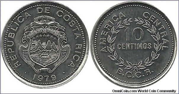 CostaRica 10 Centimos 1979(sm), Mint identification (sm)=  Sherrit Mint, Toronto-Canada 